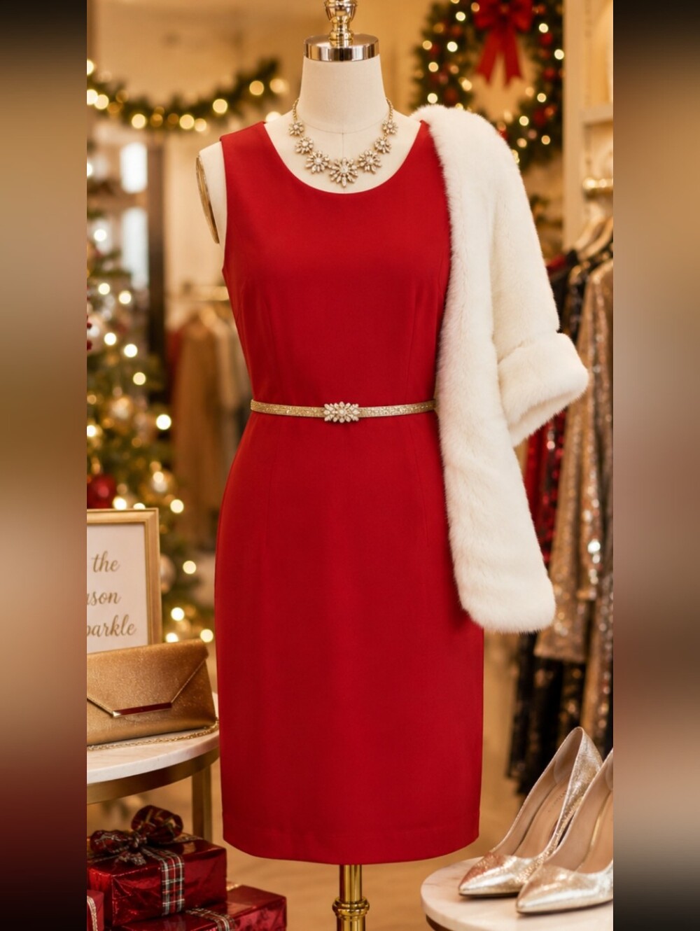 Coldwater Creek Red Sleeveless Midi Dress
